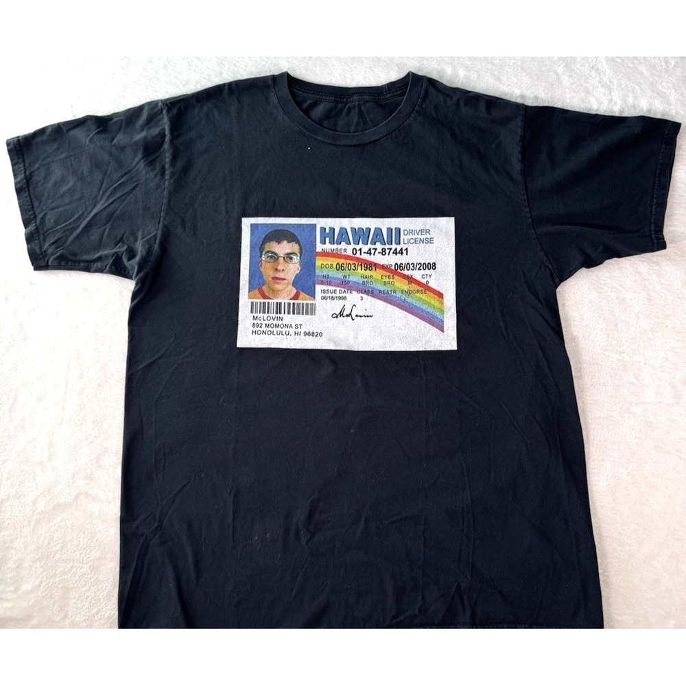 McLovin‎ Drivers License T-shirt Size Large Superbad Black - Picture 2 of 12